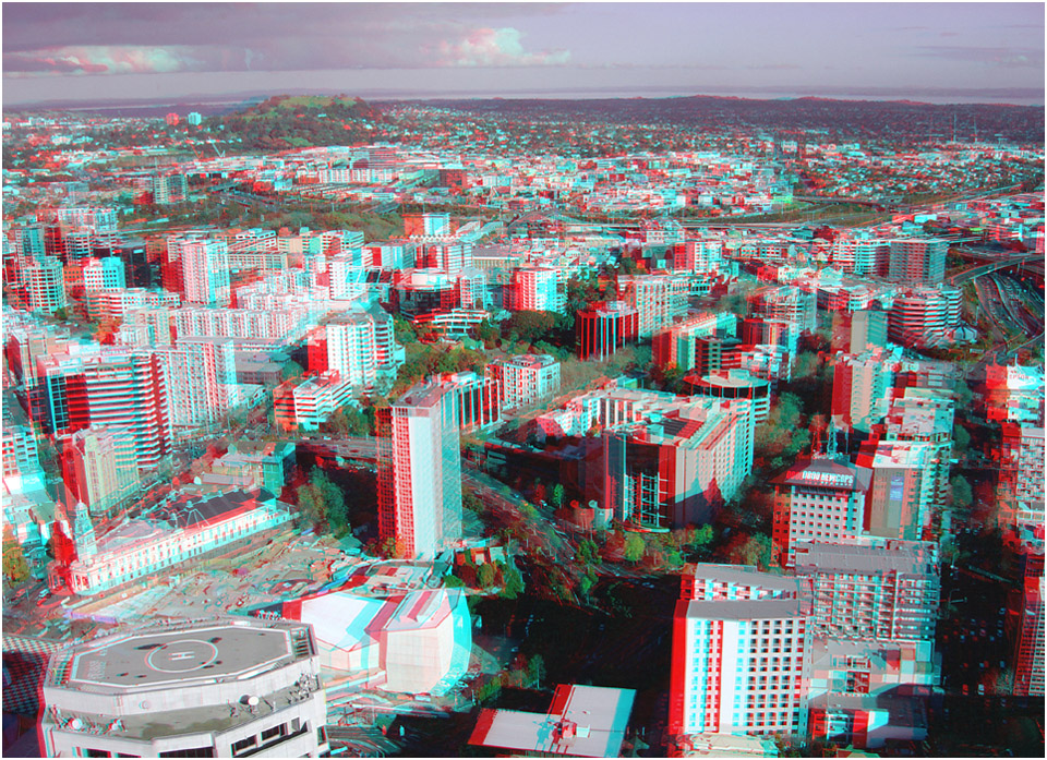 Auckland City towards Mount Eden. Digital 3-D Photography by Marc Dawson.