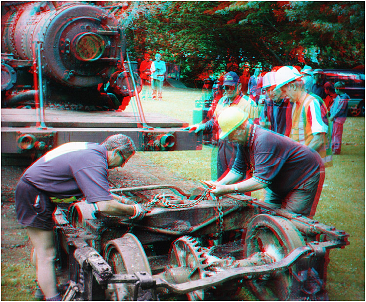 Climax Steam Engine 1317 was taken from the Te Awamutu Memorial Park in New Zealand, 4 Dec 04 for partial restoration. 3-D Photography by Marc Dawson.