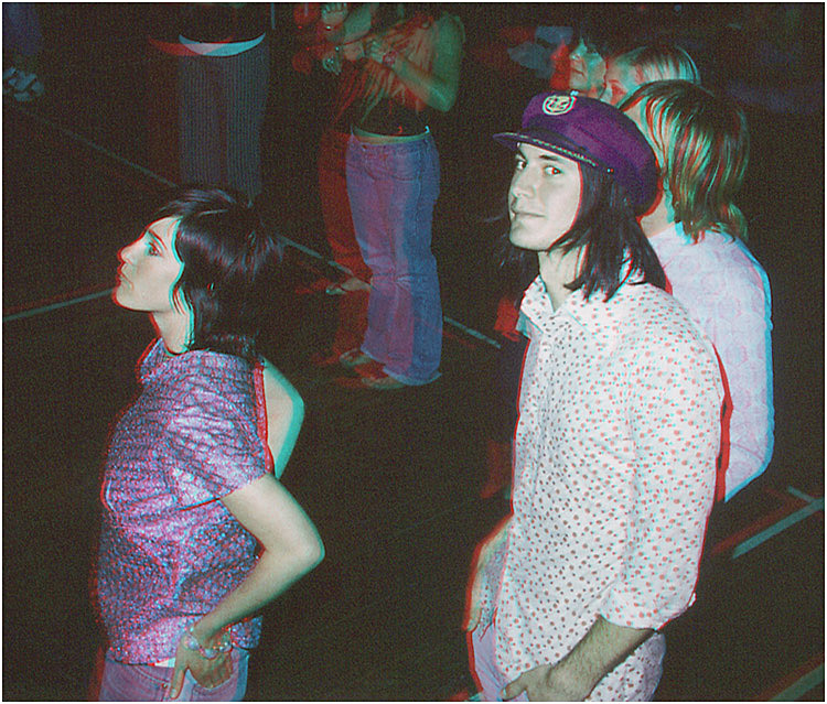 DOLF from the 'DATSUNS' with members of 'GRAND COBRA' watching 'ELECRIC SHAKEDOWN' at the PIRONGIA MEMORIAL HALL in NEW ZEALAND 20.12.03. 3-D Photography and Live Sound by Marc Dawson.