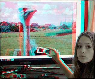 Anaglyph of an Anaglyph. Handheld (ACB) 3-D Viewers for casual 3-D browsing without wearing glasses.