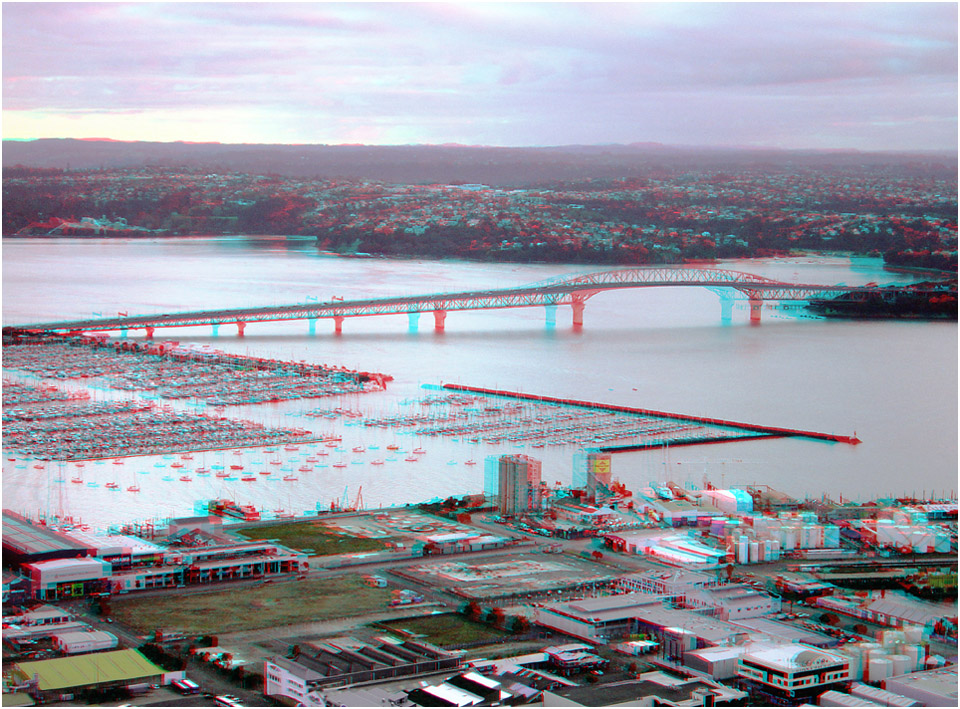 Auckland City towards Mount Eden. Digital 3-D Photography by Marc Dawson.