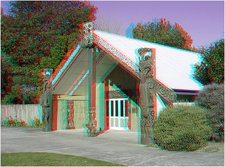 Otawhio Marae in Te Awamutu New Zealand. 3-D Photography by Marc Dawson.