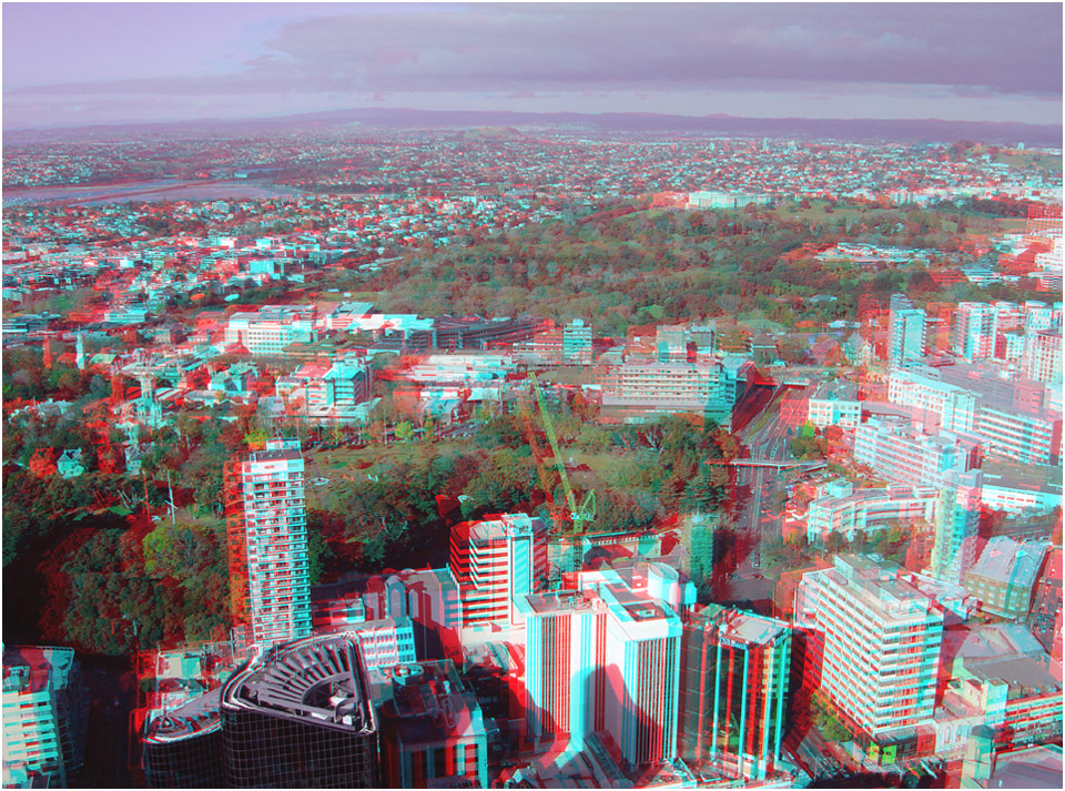 Auckland City and Domain. Digital 3-D Photography by Marc Dawson.