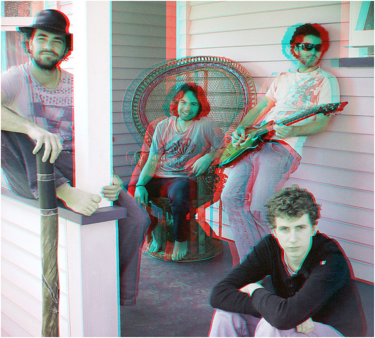 Promotional shot. The Old Porch Tints are Nathaniel Lee, Jono Gemmell, Jesse Lee and John Wilson. 3-D Photography by Marc Dawson.