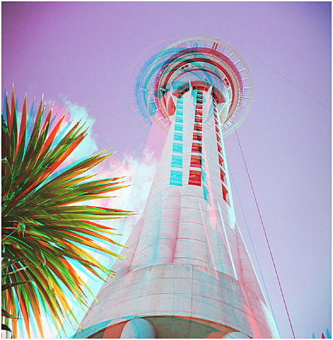 The Sky Tower. Auckland, New Zealand. 3-D Photography by Marc Dawson
