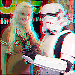 Storm Trooper with Vicky-Lee at Armogeddon '05. 3-D Photography by Marc Dawson.
