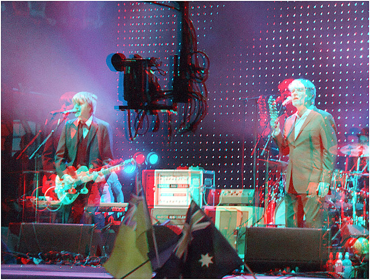 Neil and Tim Finn open Rugby World Cup 2011 at Queens Warf Auckland. Digital 3-D Photography by Marc Dawson.